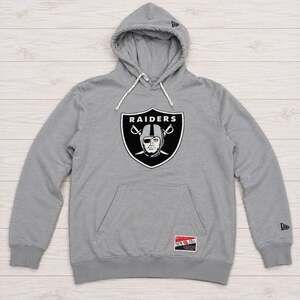 New Era Men’s Raiders Pullover Hoodie Gray Black Logo NFL Size L